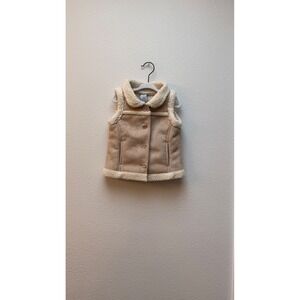 Baby Gap Sherpa Vest 18-24M Faux Suede Fleece Lined Toddler Cozy Layer EUC